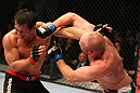 SAITAMA, JAPAN - FEBRUARY 26:  (R-L) Tim Boetsch punches Yushin Okami during the UFC 144 event at Saitama Super Arena on February 26, 2012 in Saitama, Japan.  (Photo by Al Bello/Zuffa LLC/Zuffa LLC via Getty Images) *** Local Caption *** Yushin Okami; Tim Boetsch