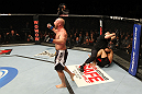 SAITAMA, JAPAN - FEBRUARY 26:  Tim Boetsch reacts after knocking out Yushin Okami during the UFC 144 event at Saitama Super Arena on February 26, 2012 in Saitama, Japan.  (Photo by Al Bello/Zuffa LLC/Zuffa LLC via Getty Images) *** Local Caption *** Tim Boetsch