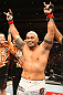 SAITAMA, JAPAN - FEBRUARY 26:  Mark Hunt reacts after defeating Cheick Kongo during the UFC 144 event at Saitama Super Arena on February 26, 2012 in Saitama, Japan.  (Photo by Al Bello/Zuffa LLC/Zuffa LLC via Getty Images) *** Local Caption *** Mark Hunt