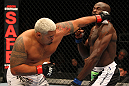 SAITAMA, JAPAN - FEBRUARY 26:  (L-R) Mark Hunt punches Cheick Kongo during the UFC 144 event at Saitama Super Arena on February 26, 2012 in Saitama, Japan.  (Photo by Al Bello/Zuffa LLC/Zuffa LLC via Getty Images) *** Local Caption *** Mark Hunt; Cheick Kongo