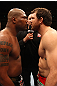 SAITAMA, JAPAN - FEBRUARY 26:  (L-R) Opponents Quinton "Rampage" Jackson and Ryan Bader receive final instructions from the referee before their bout during the UFC 144 event at Saitama Super Arena on February 26, 2012 in Saitama, Japan.  (Photo by Al Bello/Zuffa LLC/Zuffa LLC via Getty Images) *** Local Caption *** Quinton Jackson; Ryan Bader