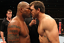 SAITAMA, JAPAN - FEBRUARY 26:  (L-R) Opponents Quinton "Rampage" Jackson and Ryan Bader receive final instructions from the referee before their bout during the UFC 144 event at Saitama Super Arena on February 26, 2012 in Saitama, Japan.  (Photo by Al Bello/Zuffa LLC/Zuffa LLC via Getty Images) *** Local Caption *** Quinton Jackson; Ryan Bader