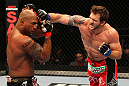 SAITAMA, JAPAN - FEBRUARY 26:  (R-L) Ryan Bader punches Quinton "Rampage" Jackson during the UFC 144 event at Saitama Super Arena on February 26, 2012 in Saitama, Japan.  (Photo by Al Bello/Zuffa LLC/Zuffa LLC via Getty Images) *** Local Caption *** Quinton Jackson; Ryan Bader