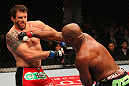 SAITAMA, JAPAN - FEBRUARY 26:  (R-L) Quinton "Rampage" Jackson punches Ryan Bader during the UFC 144 event at Saitama Super Arena on February 26, 2012 in Saitama, Japan.  (Photo by Al Bello/Zuffa LLC/Zuffa LLC via Getty Images) *** Local Caption *** Quinton Jackson; Ryan Bader