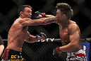 SAITAMA, JAPAN - FEBRUARY 26:  (L-R) Jake Shields and Yoshihiro Akiyama trade punches during the UFC 144 event at Saitama Super Arena on February 26, 2012 in Saitama, Japan.  (Photo by Josh Hedges/Zuffa LLC/Zuffa LLC via Getty Images) *** Local Caption *** Yoshihiro Akiyama; Jake Shields