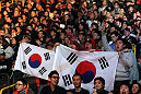 SAITAMA, JAPAN - FEBRUARY 26:  Fans cheer during the Shields v Akiyama bout during the UFC 144 event at Saitama Super Arena on February 26, 2012 in Saitama, Japan.  (Photo by Josh Hedges/Zuffa LLC/Zuffa LLC via Getty Images)