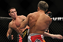 SAITAMA, JAPAN - FEBRUARY 26:  (L-R) Jake Shields kicks Yoshihiro Akiyama during the UFC 144 event at Saitama Super Arena on February 26, 2012 in Saitama, Japan.  (Photo by Josh Hedges/Zuffa LLC/Zuffa LLC via Getty Images) *** Local Caption *** Yoshihiro Akiyama; Jake Shields