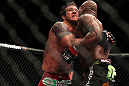 SAITAMA, JAPAN - FEBRUARY 26:  (L-R) Ryan Bader attempts to take down Quinton "Rampage" Jackson during the UFC 144 event at Saitama Super Arena on February 26, 2012 in Saitama, Japan.  (Photo by Josh Hedges/Zuffa LLC/Zuffa LLC via Getty Images) *** Local Caption *** Quinton Jackson; Ryan Bader