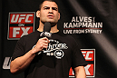 SYDNEY, AUSTRALIA - MARCH 02:  Former UFC Heavyweight Champion Cain Velasquez interacts with fans during a Q&A session before the UFC on FX official weigh in at Allphones Arena on March 2, 2012 in Sydney, Australia.  (Photo by Josh Hedges/Zuffa LLC/Zuffa LLC via Getty Images) *** Local Caption *** Cain Velasquez