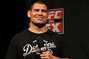 SYDNEY, AUSTRALIA - MARCH 02:  Former UFC Heavyweight Champion Cain Velasquez interacts with fans during a Q&A session before the UFC on FX official weigh in at Allphones Arena on March 2, 2012 in Sydney, Australia.  (Photo by Josh Hedges/Zuffa LLC/Zuffa LLC via Getty Images) *** Local Caption *** Cain Velasquez