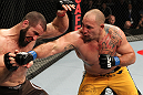SYDNEY, AUSTRALIA - MARCH 03:  (R-L) Shawn Jordan punches Oli Thompson in their heavyweight bout during the UFC on FX event at Allphones Arena on March 3, 2012 in Sydney, Australia.  (Photo by Josh Hedges/Zuffa LLC/Zuffa LLC via Getty Images) *** Local Caption *** Oli Thompson; Shawn Jordan