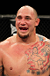 Shawn Jordan reacts after knocking out Oli Thompson in a heavyweight bout during the UFC on FX event at Allphones Arena on March 3, 2012 in Sydney, Australia.  (Photo by Josh Hedges/Zuffa LLC/Zuffa LLC via Getty Images)