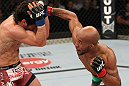 SYDNEY, AUSTRALIA - MARCH 03:  (R-L) Demetrious Johnson punches Ian McCall in a flyweight bout during the UFC on FX event at Allphones Arena on March 3, 2012 in Sydney, Australia.  (Photo by Josh Hedges/Zuffa LLC/Zuffa LLC via Getty Images) *** Local Caption *** Demetrious Johnson; Ian McCall
