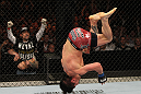 SYDNEY, AUSTRALIA - MARCH 03:  Ian McCall performs a back flip in the Octagon after his three-round war against Demetrious Johnson in a flyweight bout during the UFC on FX event at Allphones Arena on March 3, 2012 in Sydney, Australia.  (Photo by Josh Hedges/Zuffa LLC/Zuffa LLC via Getty Images) *** Local Caption *** Ian McCall