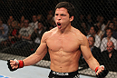 SYDNEY, AUSTRALIA - MARCH 03:  Joseph Benavidez reacts after knocking out Yasuhiro Urushitani in a flyweight bout during the UFC on FX event at Allphones Arena on March 3, 2012 in Sydney, Australia.  (Photo by Josh Hedges/Zuffa LLC/Zuffa LLC via Getty Images) *** Local Caption *** Joseph Benavidez