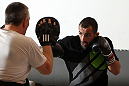 STOCKHOLM, SWEDEN - APRIL 11:  Reza Madadi works out for the media during the UFC open workouts at Pancrase Gym on April 11, 2012 in Stockholm, Sweden.  (Photo by Josh Hedges/Zuffa LLC/Zuffa LLC via Getty Images)