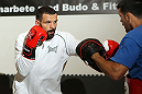 STOCKHOLM, SWEDEN - APRIL 11:  Alessio Sakara works out for the media during the UFC open workouts at Pancrase Gym on April 11, 2012 in Stockholm, Sweden.  (Photo by Josh Hedges/Zuffa LLC/Zuffa LLC via Getty Images)