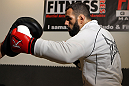 STOCKHOLM, SWEDEN - APRIL 11:  Alessio Sakara works out for the media during the UFC open workouts at Pancrase Gym on April 11, 2012 in Stockholm, Sweden.  (Photo by Josh Hedges/Zuffa LLC/Zuffa LLC via Getty Images)