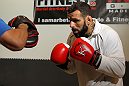 STOCKHOLM, SWEDEN - APRIL 11:  Alessio Sakara works out for the media during the UFC open workouts at Pancrase Gym on April 11, 2012 in Stockholm, Sweden.  (Photo by Josh Hedges/Zuffa LLC/Zuffa LLC via Getty Images)