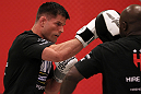 STOCKHOLM, SWEDEN - APRIL 11:  Brian Stann of the United States works out for the media during the UFC open workouts at Pancrase Gym on April 11, 2012 in Stockholm, Sweden.  (Photo by Josh Hedges/Zuffa LLC/Zuffa LLC via Getty Images)
