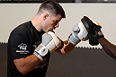 STOCKHOLM, SWEDEN - APRIL 11:  Brian Stann of the United States works out for the media during the UFC open workouts at Pancrase Gym on April 11, 2012 in Stockholm, Sweden.  (Photo by Josh Hedges/Zuffa LLC/Zuffa LLC via Getty Images)