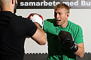 STOCKHOLM, SWEDEN - APRIL 11:  Alexander Gustafsson of Sweden works out for the media during the UFC open workouts at Pancrase Gym on April 11, 2012 in Stockholm, Sweden.  (Photo by Josh Hedges/Zuffa LLC/Zuffa LLC via Getty Images)