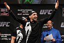STOCKHOLM, SWEDEN - APRIL 13:  Reza Madadi of Sweden prepares to weigh in during the official UFC on Fuel TV weigh in event at Ericsson Globe on April 13, 2012 in Stockholm, Sweden.  (Photo by Josh Hedges/Zuffa LLC/Zuffa LLC via Getty Images)