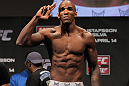 STOCKHOLM, SWEDEN - APRIL 13:  Francis Carmont of France weighs in during the official UFC on Fuel TV weigh in event at Ericsson Globe on April 13, 2012 in Stockholm, Sweden.  (Photo by Josh Hedges/Zuffa LLC/Zuffa LLC via Getty Images)
