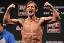 STOCKHOLM, SWEDEN - APRIL 13:  Brad Pickett of England weighs in during the official UFC on Fuel TV weigh in event at Ericsson Globe on April 13, 2012 in Stockholm, Sweden.  (Photo by Josh Hedges/Zuffa LLC/Zuffa LLC via Getty Images)