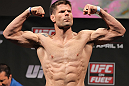 STOCKHOLM, SWEDEN - APRIL 13:  Brian Stann weighs in during the official UFC on Fuel TV weigh in event at Ericsson Globe on April 13, 2012 in Stockholm, Sweden.  (Photo by Josh Hedges/Zuffa LLC/Zuffa LLC via Getty Images)