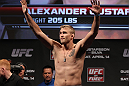 STOCKHOLM, SWEDEN - APRIL 13:  Alexander Gustafsson of Sweden weighs in during the official UFC on Fuel TV weigh in event at Ericsson Globe on April 13, 2012 in Stockholm, Sweden.  (Photo by Josh Hedges/Zuffa LLC/Zuffa LLC via Getty Images)