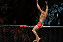 STOCKHOLM, SWEDEN - APRIL 14:  Reza Madadi of Sweden reacts after defeating Yoislandy Izquierdo at the UFC on Fuel TV event at Ericsson Globe on April 14, 2012 in Stockholm, Sweden.  (Photo by Josh Hedges/Zuffa LLC/Zuffa LLC via Getty Images)