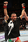 STOCKHOLM, SWEDEN - APRIL 14:  Reza Madadi of Sweden reacts after defeating Yoislandy Izquierdo at the UFC on Fuel TV event at Ericsson Globe on April 14, 2012 in Stockholm, Sweden.  (Photo by Josh Hedges/Zuffa LLC/Zuffa LLC via Getty Images)