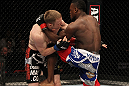 STOCKHOLM, SWEDEN - APRIL 14:  (R-L) Papy Abedi delivers a knee strike against James Head during their welterweight bout at the UFC on Fuel TV event at Ericsson Globe on April 14, 2012 in Stockholm, Sweden.  (Photo by Josh Hedges/Zuffa LLC/Zuffa LLC via Getty Images)