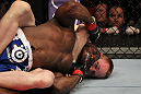 STOCKHOLM, SWEDEN - APRIL 14:  (R-L) James Head secures a rear choke submission to defeating Papy Abedi in a welterweight bout at the UFC on Fuel TV event at Ericsson Globe on April 14, 2012 in Stockholm, Sweden.  (Photo by Josh Hedges/Zuffa LLC/Zuffa LLC via Getty Images)