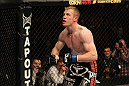 STOCKHOLM, SWEDEN - APRIL 14:  James Head reacts after defeating Papy Abedi in a welterweight bout at the UFC on Fuel TV event at Ericsson Globe on April 14, 2012 in Stockholm, Sweden.  (Photo by Josh Hedges/Zuffa LLC/Zuffa LLC via Getty Images)