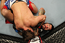 STOCKHOLM, SWEDEN - APRIL 14:  (L-R) Brad Pickett punches Damacio Page during their bantamweight bout at the UFC on Fuel TV event at Ericsson Globe on April 14, 2012 in Stockholm, Sweden.  (Photo by Josh Hedges/Zuffa LLC/Zuffa LLC via Getty Images)