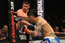 STOCKHOLM, SWEDEN - APRIL 14:  (R-L) DaMarques Johnson punches John Maguire during their welterweight bout at the UFC on Fuel TV event at Ericsson Globe on April 14, 2012 in Stockholm, Sweden.  (Photo by Josh Hedges/Zuffa LLC/Zuffa LLC via Getty Images)