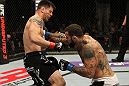 STOCKHOLM, SWEDEN - APRIL 14:  (R-L) Alessio Sakara punches Brian Stann during their middleweight bout at the UFC on Fuel TV event at Ericsson Globe on April 14, 2012 in Stockholm, Sweden.  (Photo by Josh Hedges/Zuffa LLC/Zuffa LLC via Getty Images)