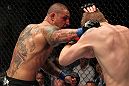 STOCKHOLM, SWEDEN - APRIL 14:  (L-R) Thiago Silva punches Alexander Gustafsson during their light heavyweight bout at the UFC on Fuel TV event at Ericsson Globe on April 14, 2012 in Stockholm, Sweden.  (Photo by Josh Hedges/Zuffa LLC/Zuffa LLC via Getty Images)