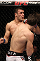 STOCKHOLM, SWEDEN - APRIL 14:  (R-L) Simeon Thoresen punches Besam Yousef during their welterweight bout at the UFC on Fuel TV event at Ericsson Globe on April 14, 2012 in Stockholm, Sweden.  (Photo by Josh Hedges/Zuffa LLC/Zuffa LLC via Getty Images)