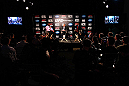 ATLANTA, GA - APRIL 18:  Jon Jones and Rashad Evans converse with the media during the press conference for their UFC 145 bout at Park Tavern on April 18, 2012 in Atlanta, Georgia.  (Photo by Kevin C. Cox/Zuffa LLC/Zuffa LLC via Getty Images)
