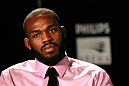 ATLANTA, GA - APRIL 18:  Jon Jones converses with the media during the press conference for his UFC 145 bout against Rashad Evans at Park Tavern on April 18, 2012 in Atlanta, Georgia.  (Photo by Kevin C. Cox/Zuffa LLC/Zuffa LLC via Getty Images)