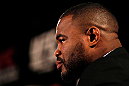 ATLANTA, GA - APRIL 18:  Rashad Evans converses with the media during the press conference for his UFC 145 bout against Jon Jones at Park Tavern on April 18, 2012 in Atlanta, Georgia.  (Photo by Kevin C. Cox/Zuffa LLC/Zuffa LLC via Getty Images)
