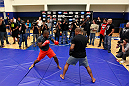 ATLANTA, GA - APRIL 19:  Rashad Evans works out for the media during UFC 145 open workouts at GSU Sports Arena on April 19, 2012 in Atlanta, Georgia.  (Photo by Kevin C. Cox/Zuffa LLC/Zuffa LLC via Getty Images)