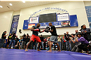 ATLANTA, GA - APRIL 19:  Rashad Evans works out for the media during UFC 145 open workouts at GSU Sports Arena on April 19, 2012 in Atlanta, Georgia.  (Photo by Kevin C. Cox/Zuffa LLC/Zuffa LLC via Getty Images)