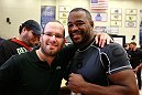 ATLANTA, GA - APRIL 19:  Rashad Evans poses for photographs with fans after working out for the media during UFC 145 open workouts at GSU Sports Arena on April 19, 2012 in Atlanta, Georgia.  (Photo by Kevin C. Cox/Zuffa LLC/Zuffa LLC via Getty Images)