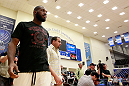 ATLANTA, GA - APRIL 19:  Jon Jones prepares to work out for the media during UFC 145 open workouts at GSU Sports Arena on April 19, 2012 in Atlanta, Georgia.  (Photo by Kevin C. Cox/Zuffa LLC/Zuffa LLC via Getty Images)