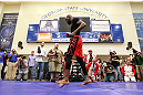 ATLANTA, GA - APRIL 19:  Jon Jones works out for the media during UFC 145 open workouts at GSU Sports Arena on April 19, 2012 in Atlanta, Georgia.  (Photo by Kevin C. Cox/Zuffa LLC/Zuffa LLC via Getty Images)