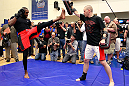 ATLANTA, GA - APRIL 19:  Jon Jones works out for the media during UFC 145 open workouts at GSU Sports Arena on April 19, 2012 in Atlanta, Georgia.  (Photo by Kevin C. Cox/Zuffa LLC/Zuffa LLC via Getty Images)